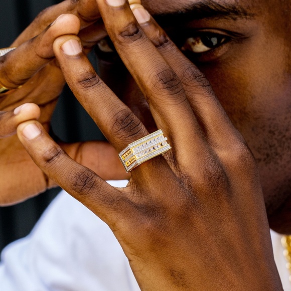 18K Gold Filled Mens High Quality Cubic Zirconia Ring Size 9,10 - Picture 4 of 10